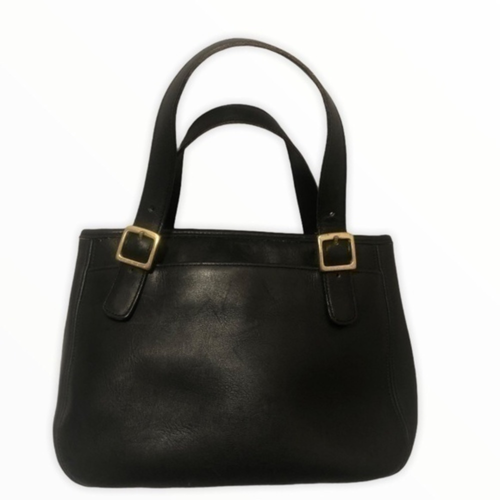 Coach vintage Tote 6007 Black Leather Double Strap Compartment Bag